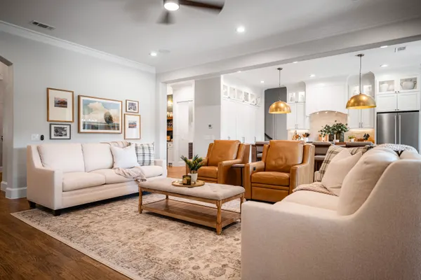 Family room open to the kitchen